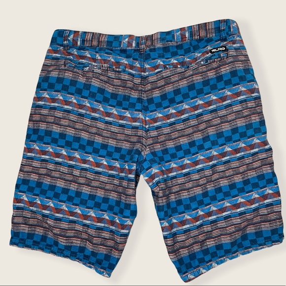 LRG UNIQUE Blue Printed LinenShorts Size 34 - Picture 2 of 6